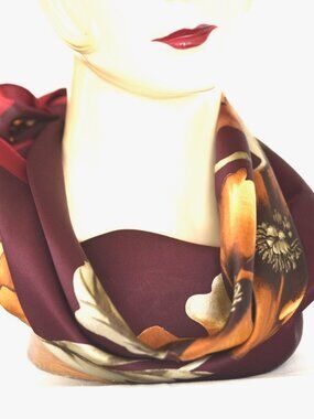 Anne Klein Vivid Maroon & Golden Yellow Floral Scarf